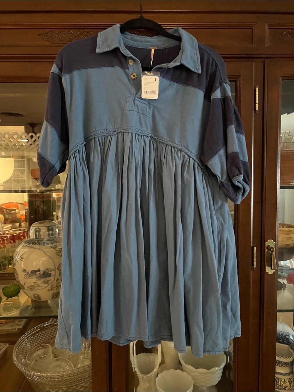 NWT Free People Remi Rugby Dress in blue size S